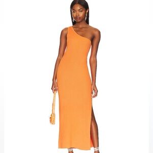 Seafolly One Shoulder Knit Maxi Dress in Cantaloupe